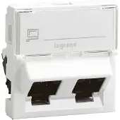 Legrand MOSAIC Doppel-Computerbuchse RJ45 Cat.6 UTP 2M 45 Grad weiß 076504