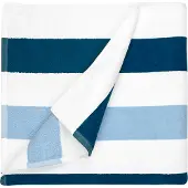 The One Towelling Handtuch 'Stripe' T1-STRIPE navy blue/light blue/white 90 x 190 cm