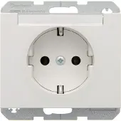 Berker Steckdose SCHUKO mit Beschriftungsfeld K.1 polarweiß, glänzend, Typ F, Weiß, Thermoplast, IP20, 250 V, 16 A