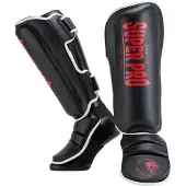 Super Pro Schienbeinschoner "Protector", XS, Schwarz-Rot