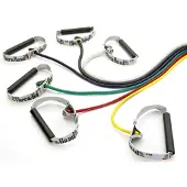 Thera-band THERABAND Fitnessband Tubing, super stark, 1,4 m x 0,9 cm, bis 4,6 kg Widerstand, silber, Expander aus Latex, mit Griffen