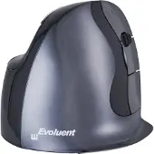 Evoluent D Large Wireless, rechts, Vertikale Ausführung, Laser, RF Wireless, 3200 DPI, Schwarz, Grau, Silber