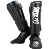 Super Pro Combat Gear Schienbeinschoner "Protector", M, Schwarz-Weiß
