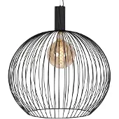 QAZQA - Modern Design Hängelampe I Pendellampe I Pendelleuchte rund schwarz 70 cm - Wire Dos I Wohnzimmer I Schlafzimmer - Stahl Länglich - LED geeignet E27