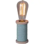 Näve Tischleuchten - Tischleuchte "MAX" türkis/weiß h: 12cm, Tischlampe im Stil Junges Wohnen, aus Metall, Kunststoff und Textilmaterial in türkis, 12 cm hoch, Ø 7,5 cm, E27-Fassung – Schnurschalter