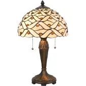 Clayre & Eef Tiffany Tischlampe Ø 30x50 cm Beige Braun Glas