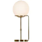 Searchlight Zeitgenössische Schreibtischlampe Sfera Stahl Messing Glas Weiß 1 Licht E27