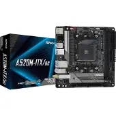 Asrock A520M-ITX/ac, AMD, Sockel AM4, AMD Ryzen 2000 Series, AMD Ryzen 3000 Series, DDR4-SDRAM, 64 GB, DIMM
