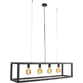 QAZQA - Industrie I Vintage I Industrie I Vintage I Pendelleuchte I Esstisch I Esszimmer I Pendellampe I Hängelampe I Pendellampe I Pendelleuchte I Lampe I Leuchte schwarz 4-flammig Lampen - Big Cage