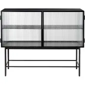 Ferm Living Haze Sideboard Geripptes Glas Schwarz
