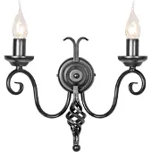 Elstead Lighting Elstead Harlech Wandleuchte E14 2-fach Schwarz, UK