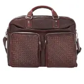 Bugatti Reisetasche mit Laptopfach Woven Weekender Darkbrown braun