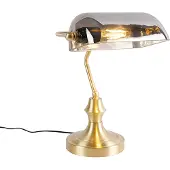 QAZQA Klassische Notarlampe Gold mit geräuchertem Spiegelglas - Banker