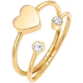 Elli Ring Herz Kristall Stabelring Set 925 Silber Elli Gold
