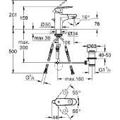 GROHE Europlus Waschtischbatterie mit herausziehbarem Auslauf chrom - 33155002