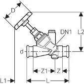 Geberit 94885 Mapress Schrägsitz-Absperrventil d28