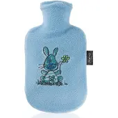 Fashy Wärmeflasche mit Flauschbezug blau