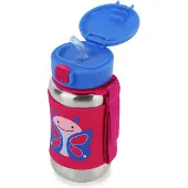 Skip Hop Zoo Straw Edelstahl-Wasserflasche mit Strohhalm farfalla 12 Monate+ 350 ml