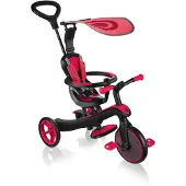 Globber EXPLORER TRIKE 4in1 – Kinderwagen, Dreirad und Laufrad, 10/8,5 Zoll, TPR-Sitz, höhenverstellbar, rot