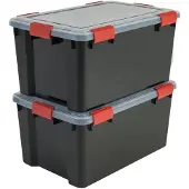 IRIS OHYAMA Set mit 2 luftdichten Aufbewahrungsboxen - Luftdichte Box - AT-L - Schwarz und transparent - 50 L - 59 x 39 x 29 cm