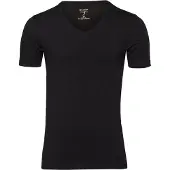 Olymp T-Shirt "Casual", Herren, Gr. L, schwarz, Obermaterial: 94% Baumwolle, 6% Elasthan, unifarben, Basic, schmal, V-Ausschnitt, abgesteppt, Shirts T-Shirt, V-Ausschnitt, Ideal zum Unterziehen