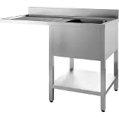 CombiSteel Spültisch 1 Becken rechts mit 1/2 Grundboden Edelstahl 1200x700x850mm