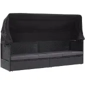 vidaXL Outdoor-Sofabett mit Dach Poly-Rattan Schwarz