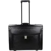 Dermata 2 Rollen Pilotentrolley Leder 39 cm Laptopfach