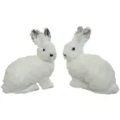 Décoris Schneehase Schaumstoff l10b19h20 cm weiß a2 Figur (wit)
