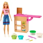 Barbie Pasta-Spielset mit Puppe (blond), Anziehpuppe, Küche mit Knete
