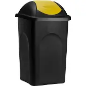 Stefanplast Mülleimer mit Schwingdeckel 60L Abfalleimer Geruchsarm Küche Bad Biomüll Gelber Sack Kunststoff Mülltrennung Schwarz