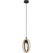 Eglo Pendelleuchte Basildon, Hängelampe Vintage, Retro, Hängeleuchte aus Stahl und Holz in Schwarz, Natur, Esstischlampe, Wohnzimmerlampe, E27