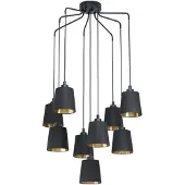 Eglo BERNABETTA Pendelleuchte - 9-flammig, Textil, Schwarz-Gold, E27, Modernes Design für Wohnzimmer Esszimmer, dekorative Deckenleuchte, hochwertige Metallverarbeitung