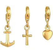 Nenalina Charm Kreuz Herz Anker Liebe Glaube Set 925 Silber Nenalina Gold
