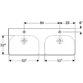 Geberit Smyle Square Doppelwaschtisch 500223, 120x48cm, mit Hahnloch und Überlauf, 500.223.01.1, Farbe: Weiß