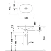 Duravit Aufsatzbecken Viu 235860, 600 mm, geschliffen, ohne Hahnloch ohne Überlauf, ohne Hahnlochbank, 2358600000