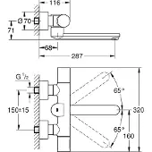 GROHE Eurosmart CE IR-Elektronik für Waschtisch Thermostat Wandmontage Auslauf 280 mm 6V chrom - 36332000