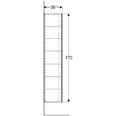 Geberit GE Xeno2 Hochschrank mit einer Tür und Innenspiegel, 40x170x35,1cm, greige