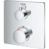GROHE Thermostat-Wannenbatterie Grohtherm 24080, mit integrierter 2-Wege-Umstellung, Fertigmontageset für Rapido SmartBox, chrom