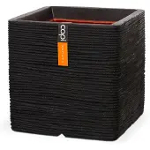 Capi Europe Pflanztrog 'Rib Jasper', schwarz, ca. 30 x 30 x H 30 cm