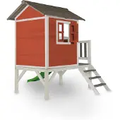 Axi Spielhaus Beach Lodge XL in Weiß mit Rutsche in Grau | Stelzenhaus aus FSC Holz für Kinder | Kleiner Spielturm für den Garten