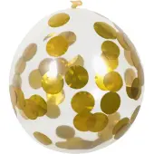 Boland 5 Party Deko Helium Luft Konfettiballons - gold