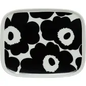 Marimekko Platte Oiva-Unikko Weiß-Schwarz (15x12cm)