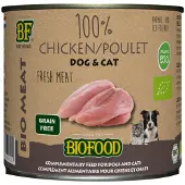 Biofood BF Petfood Organic 100% Huhn Nassfutter für Hund/Katze (Dosen 200 g)