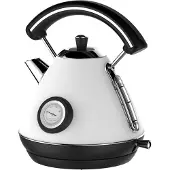 Schaefer Retro Wasserkocher Edelstahl 1,7 L Temperaturanzeige,weiß