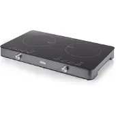 Princess 303011 Induktionskochplatte, Schwarz, Silber, Arbeitsplatte, 58 cm, Zonen-Induktionskochfeld, Glas, 2 Zone(n)