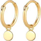 Elli Ohrringe Creolen Plättchen Coin Geo Trend 925 Silber Elli Gold