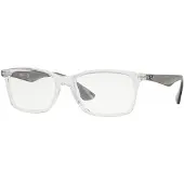 Ray-Ban RB7047, Erwachsener, Uni, Quadratisch, Transparent, Grau, Nicht-polarisierte Linse, M/L