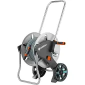 Gardena CleverRoll M metal hose reel set, with hose, system parts, nozzle