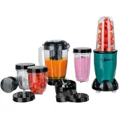 DS Produkte GOURMETmaxx Smoothie Maker 18tlg. Set Stand-Mixer inkl. 4 To-Go Becher mit Deckel 2 Klingenaufsätzen Blender Zubehör spülmaschinenfest auslaufsicher